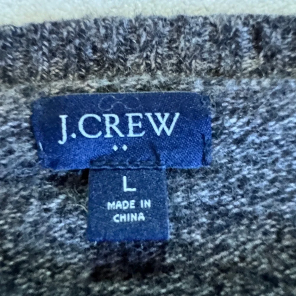 J. Crew Sweater Mens Large Charcoal Grey Marled Lambswool Blend Crewneck Raglan